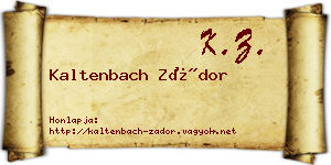 Kaltenbach Zádor névjegykártya